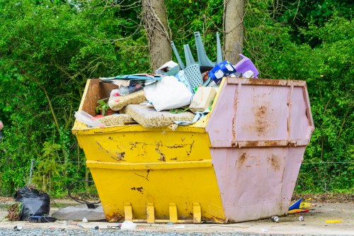 Professional team conducting demolition waste removal