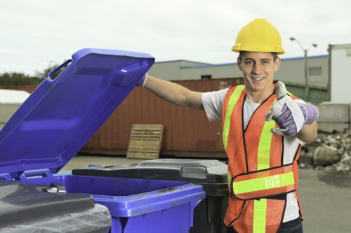 Low-emission van unloading materials at transfer station